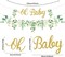 4 Pcs Eucalyptus Baby Shower Decorations Set - 2 Greenery "Oh Baby" Banners & 2 Matching Plastic Tablecloths - Boho Sage Green Gender Neutral Party Supplies (54" x 108")